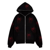 Y2k Spider Rhinestone Print Hoodies Women Clothes Couples Tops Sweatshirt Goth Streetwear Tracksuit Clothing Oversized Hoodie