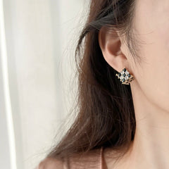 Luxurious Design Black and White Zircon Crystal Square Patchwork Earrings for Womens Exquisite Accessories 2024 Fashion Jewelry
