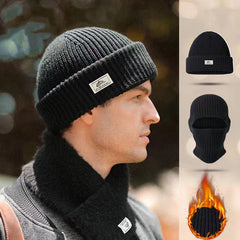 Winter Knitted Hat Cotton Thickened Cold Hat Outdoor Cycling Warm Cap Hat Mask 2 in 1 Full Face Protection Cap Earmuffs Hat