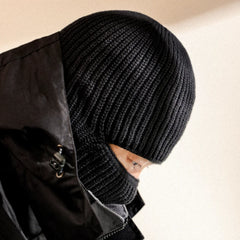 Winter Knitted Hat Cotton Thickened Cold Hat Outdoor Cycling Warm Cap Hat Mask 2 in 1 Full Face Protection Cap Earmuffs Hat