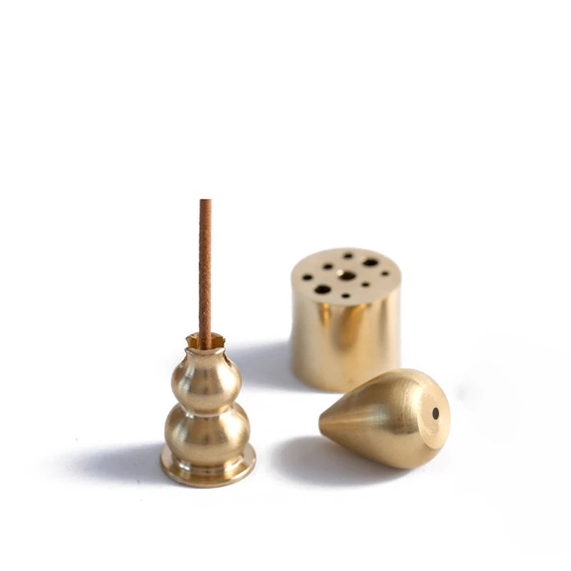 F New 1PC Portable Incense Burner Multi Purpose Water Drop Shape Brass Incense Holder Home Office Teahouse Zen Buddhist Supplies