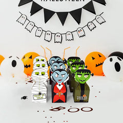 10Pcs Halloween Monster Paper Candy Boxes Biscuit Ghost Favor Gift Creative Cake Packaging Box Happy Halloween Party Decoration