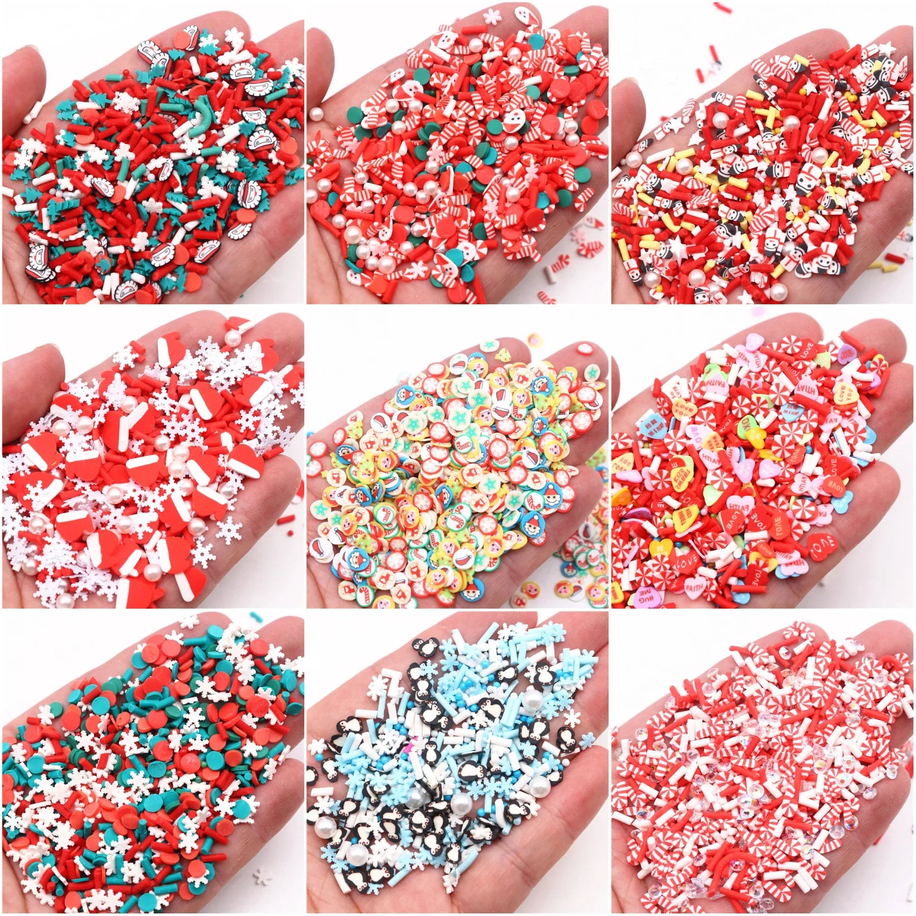 Christmas Polymer Clay Slices Sprinkles Snowflake Penguin Halloween Hot Clay DIY Supplies Nails Art Slime Phone For Gift Toys