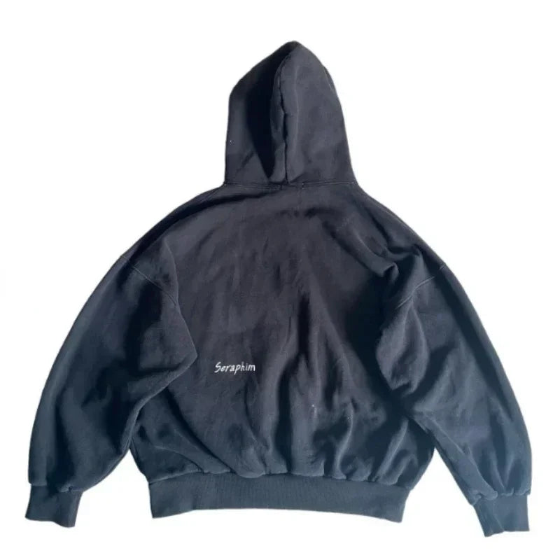 American Y2K vintage hoodies gothic pattern zip up hoodie winter womens mens hip hop long sleeve coats loose hooded sweatshirt