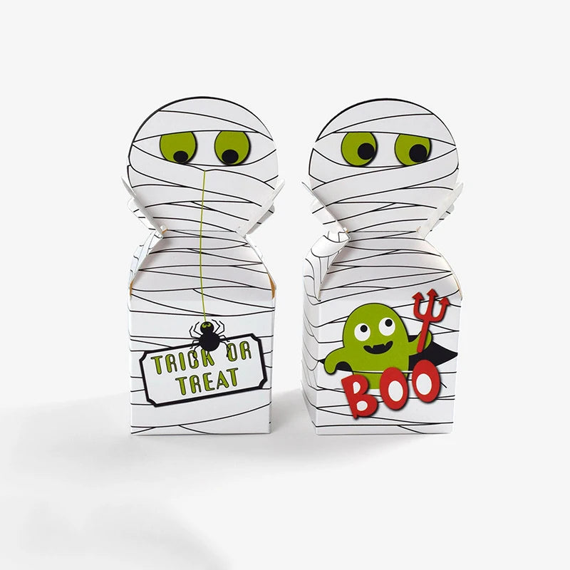 10Pcs Halloween Monster Paper Candy Boxes Biscuit Ghost Favor Gift Creative Cake Packaging Box Happy Halloween Party Decoration