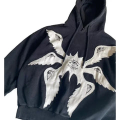 American Y2K vintage hoodies gothic pattern zip up hoodie winter womens mens hip hop long sleeve coats loose hooded sweatshirt
