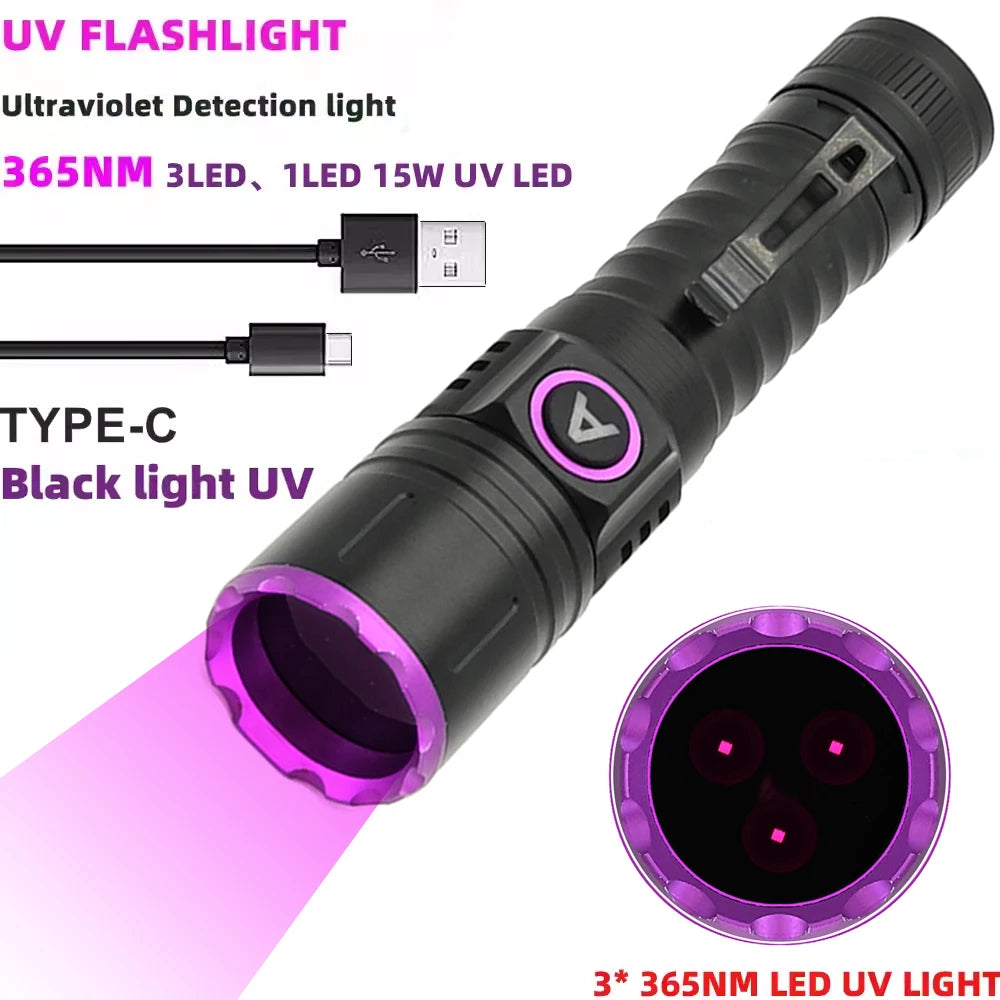 UV Flashlight Blacklight, 365nm Ultraviolet Black Light LED Flashlight for Detection Dog or Cat Stains, Bed Bugs UV LED