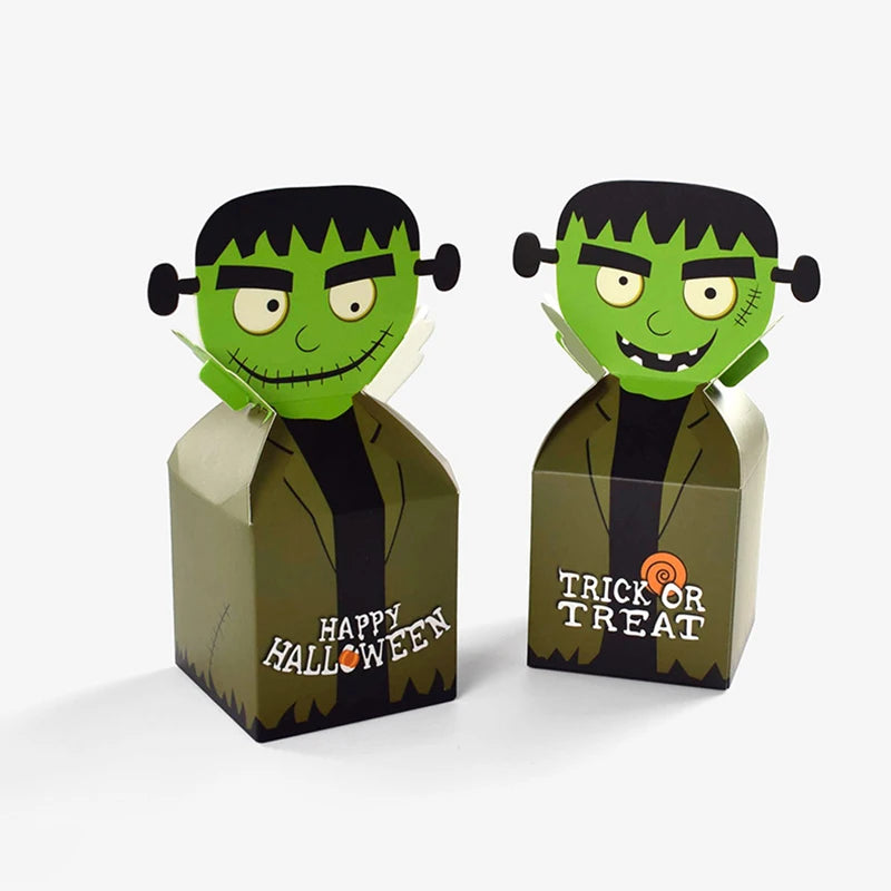 10Pcs Halloween Monster Paper Candy Boxes Biscuit Ghost Favor Gift Creative Cake Packaging Box Happy Halloween Party Decoration