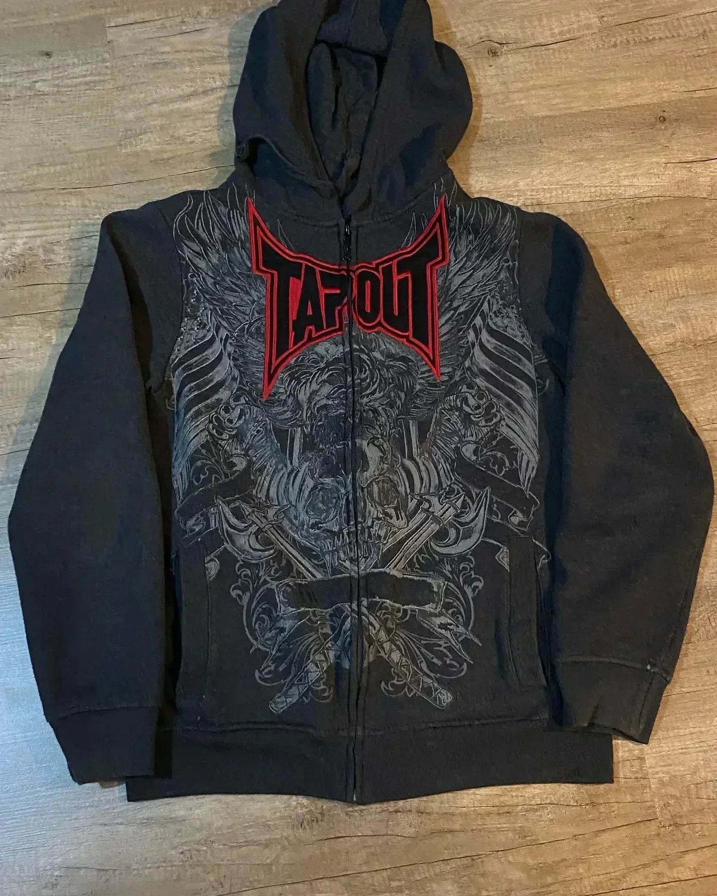 American Y2K vintage hoodies gothic pattern zip up hoodie winter womens mens hip hop long sleeve coats loose hooded sweatshirt