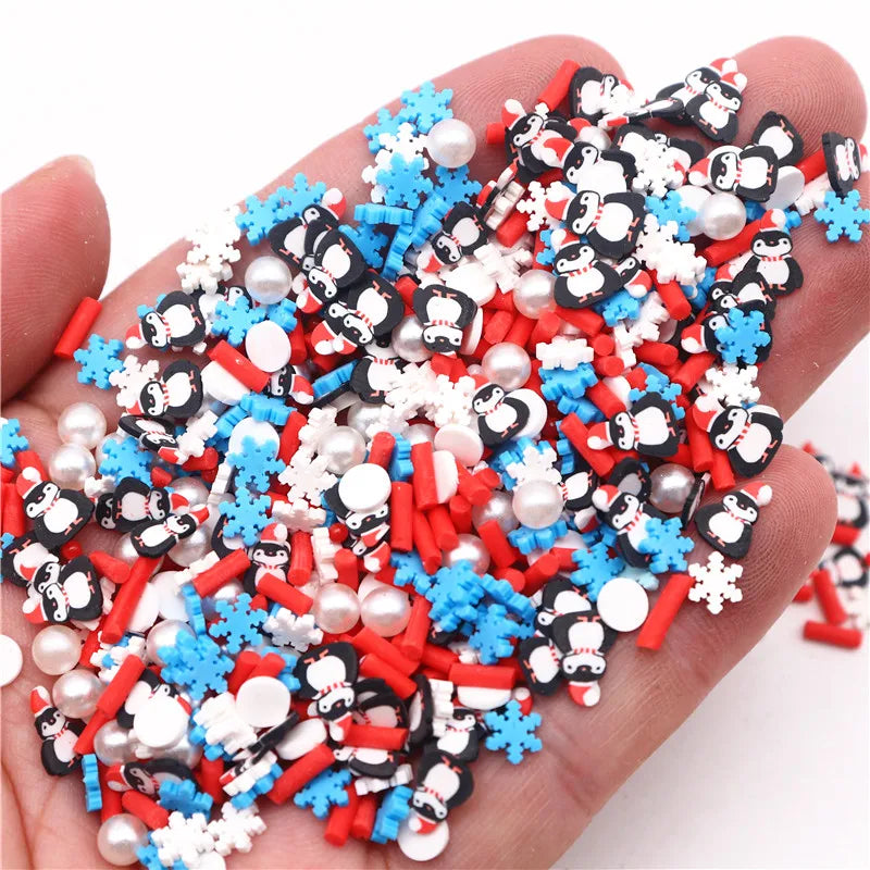 Christmas Polymer Clay Slices Sprinkles Snowflake Penguin Halloween Hot Clay DIY Supplies Nails Art Slime Phone For Gift Toys