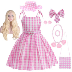 2024 New Movie Barbi Girls Boys Costume Cosplay Clothes Children Pink Halloween Carnival Kids Party Wear For 2-10 Years