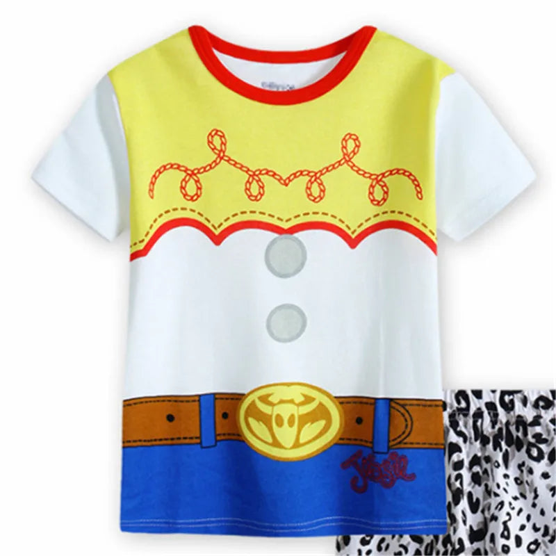 Children's Short Sleeve Toy Story Hoodie Casual Costume Boys Cosplay Halloween Costume Home Leisurewear Summer Outing Shorts Set