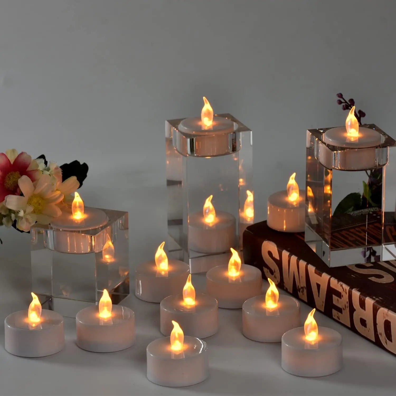 24Pcs/Set Flameless LED Candle Creative wishing Led Tea Light Warm White Flameless Candle Halloween Christmas Decor Candle Light