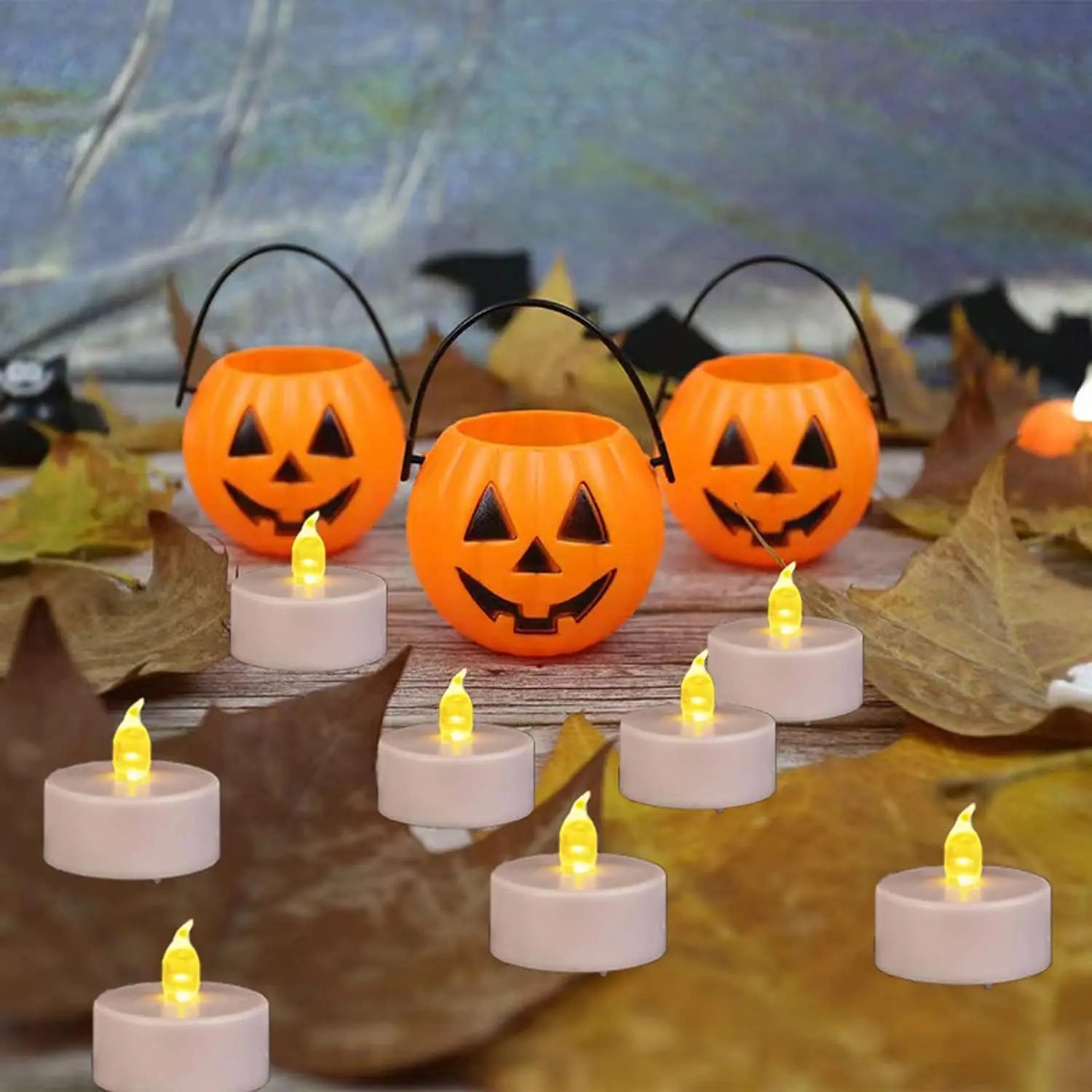 24Pcs/Set Flameless LED Candle Creative wishing Led Tea Light Warm White Flameless Candle Halloween Christmas Decor Candle Light