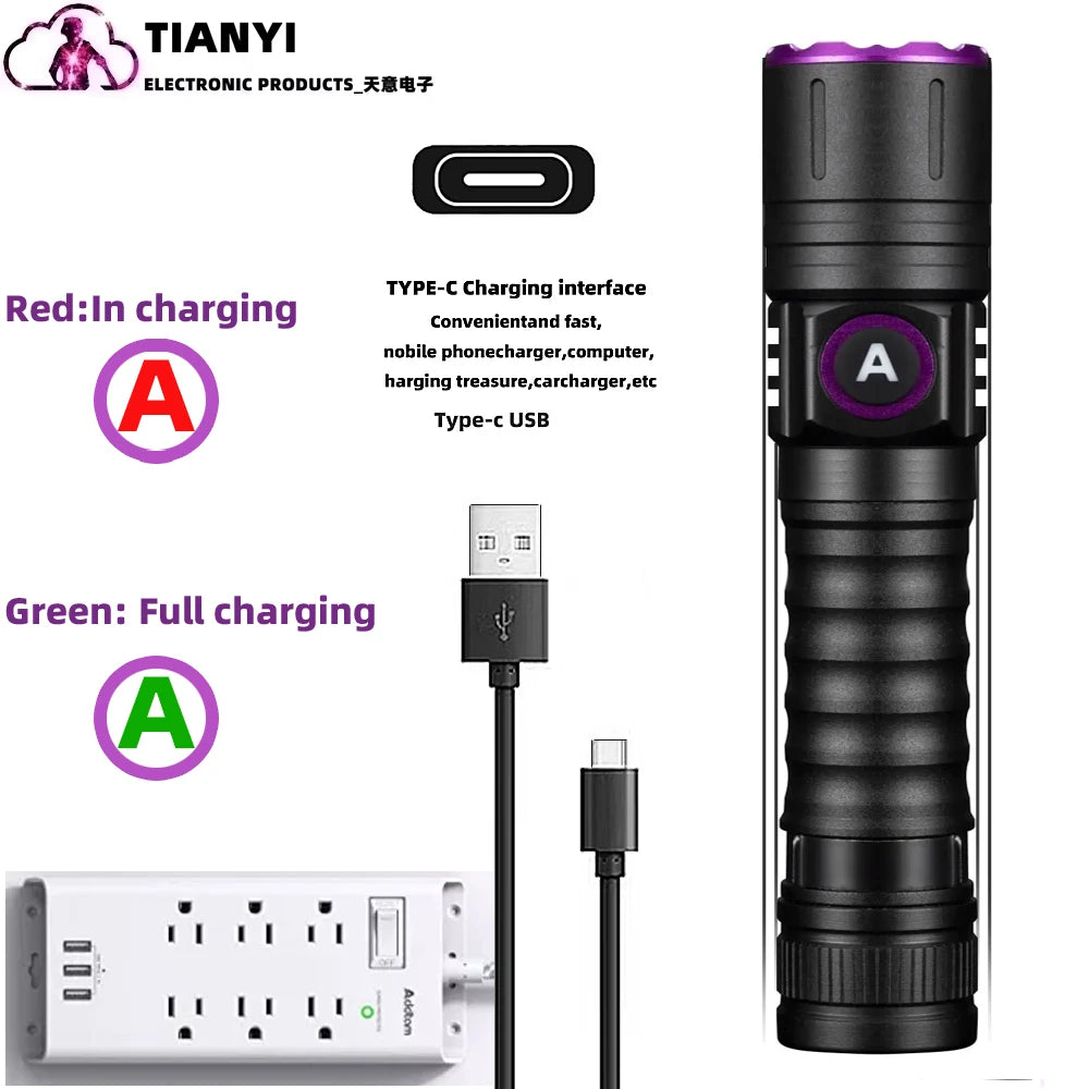 UV Flashlight Blacklight, 365nm Ultraviolet Black Light LED Flashlight for Detection Dog or Cat Stains, Bed Bugs UV LED