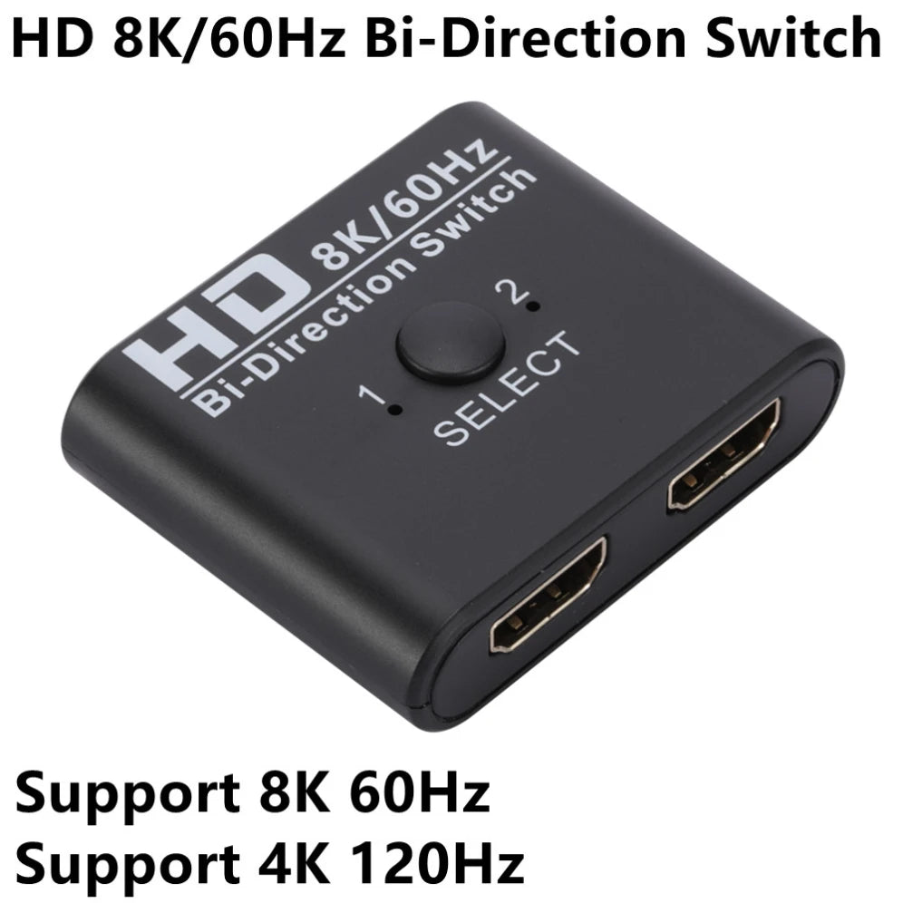 8K 60Hz HDMI-Compatible Switch Splitter Bi-Direction 1x2/2x1 HDMI-compatible Switcher 2 in1 Out for PS4 TV Box Switcher Adapter